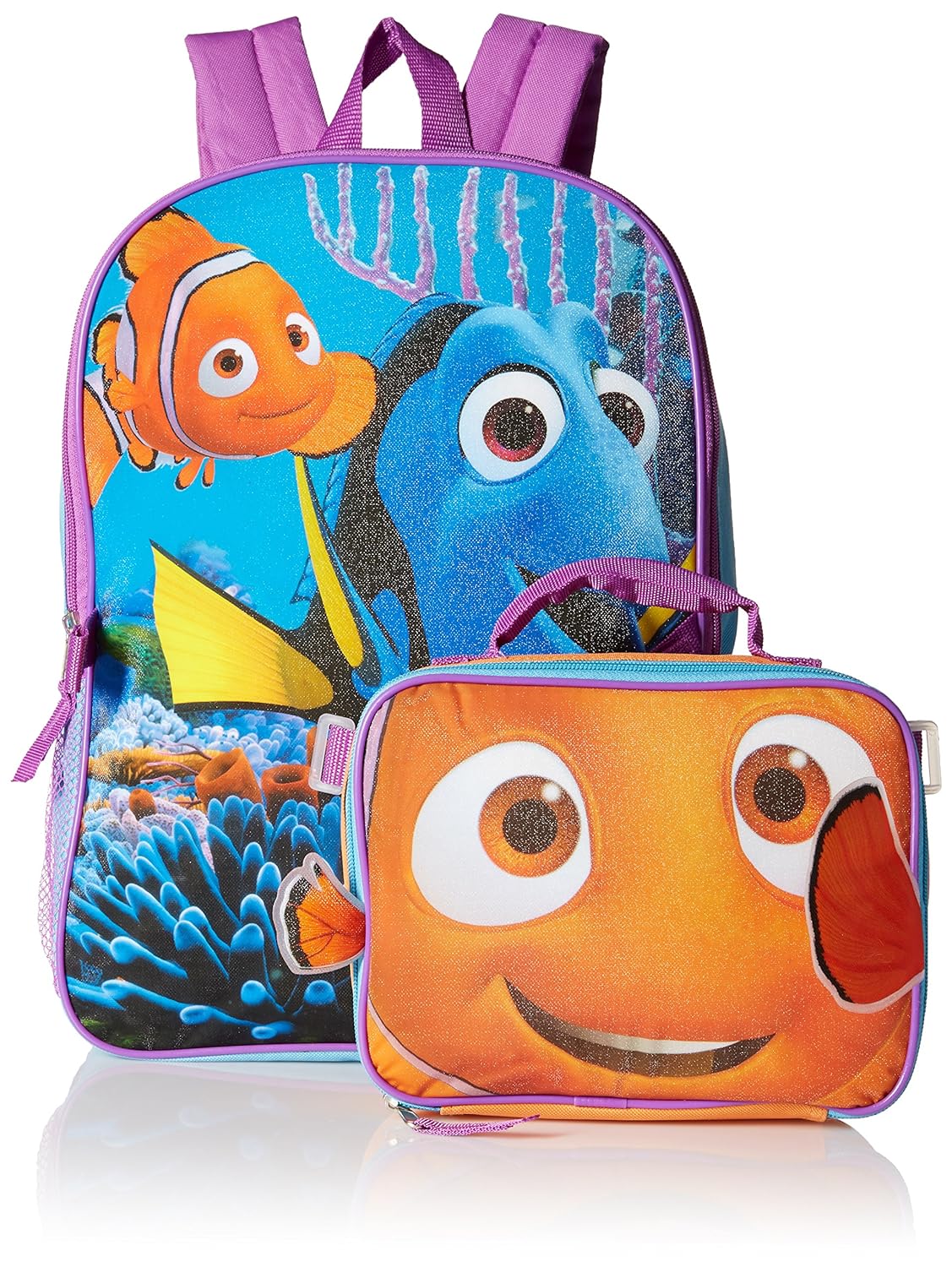 disney girls finding dory backpack with nemo lunch kit, blue